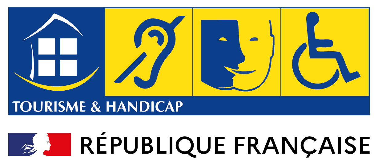 le logo avec les 3 déficiences prises en charge à l'atelier de l'eau : moteur, surdité, mental